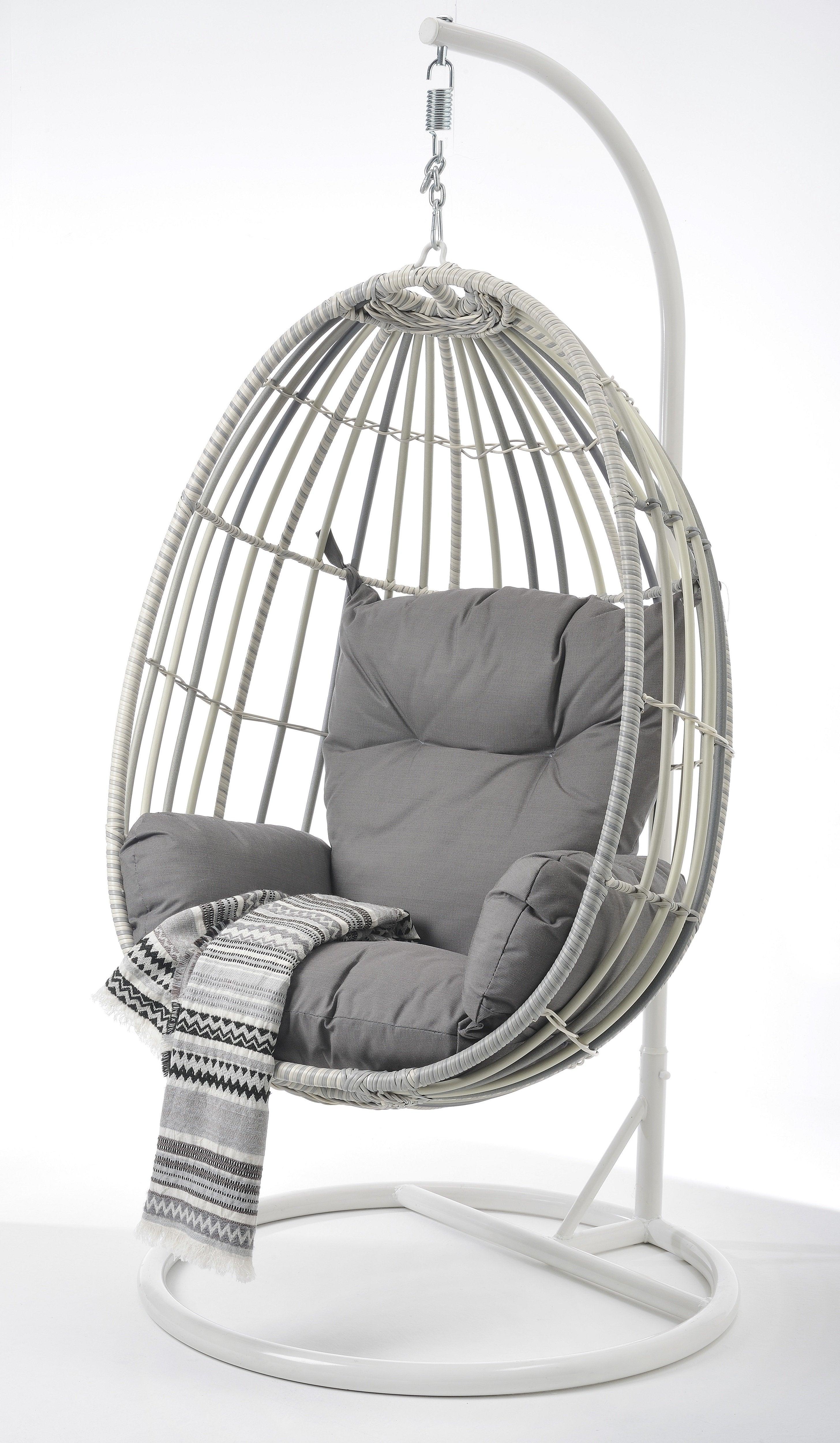 Moon Knight Wicker Outdoor Hanging Egg Chair - Grey White