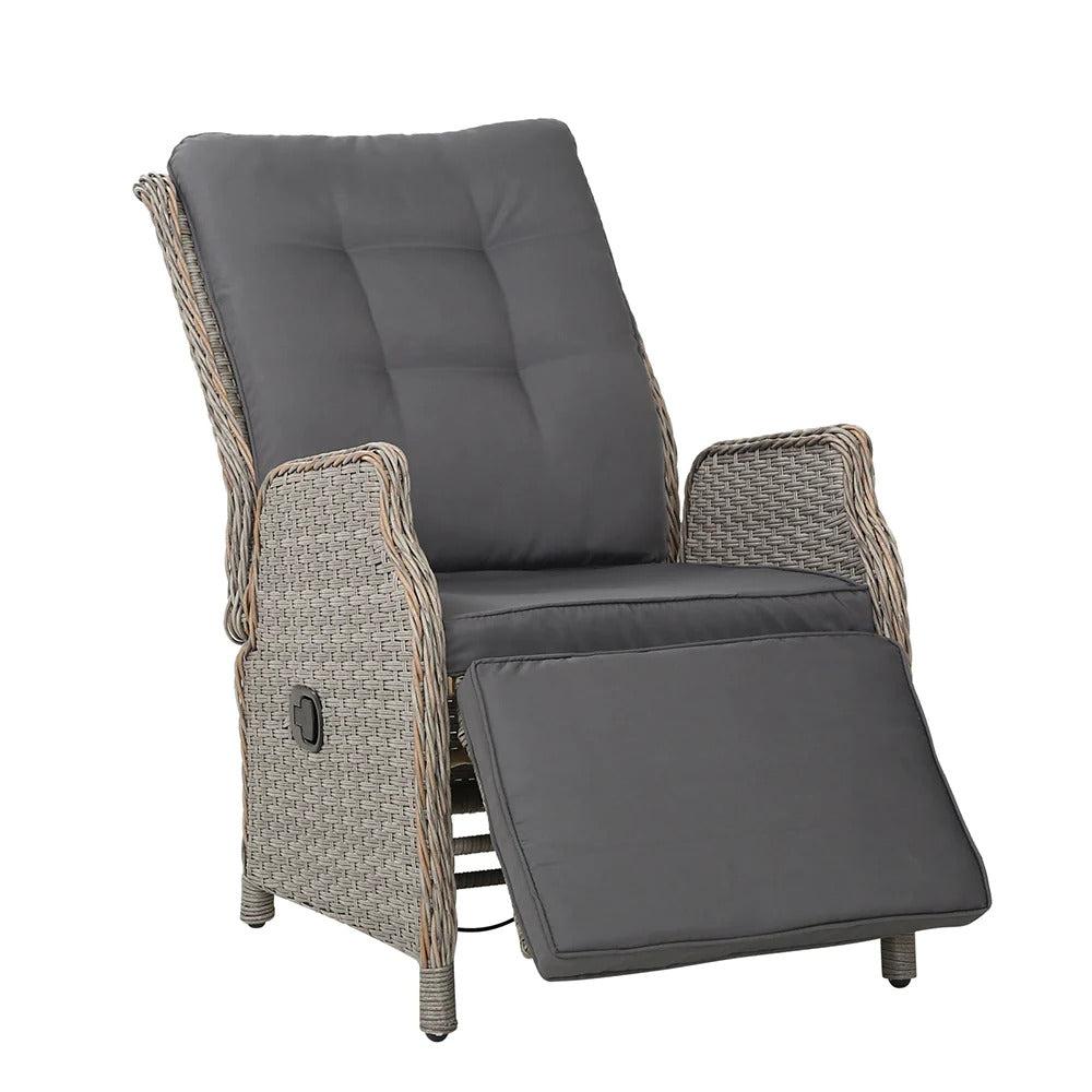 Dreobe Sun Lounge Setting Recliner Chair - Grey