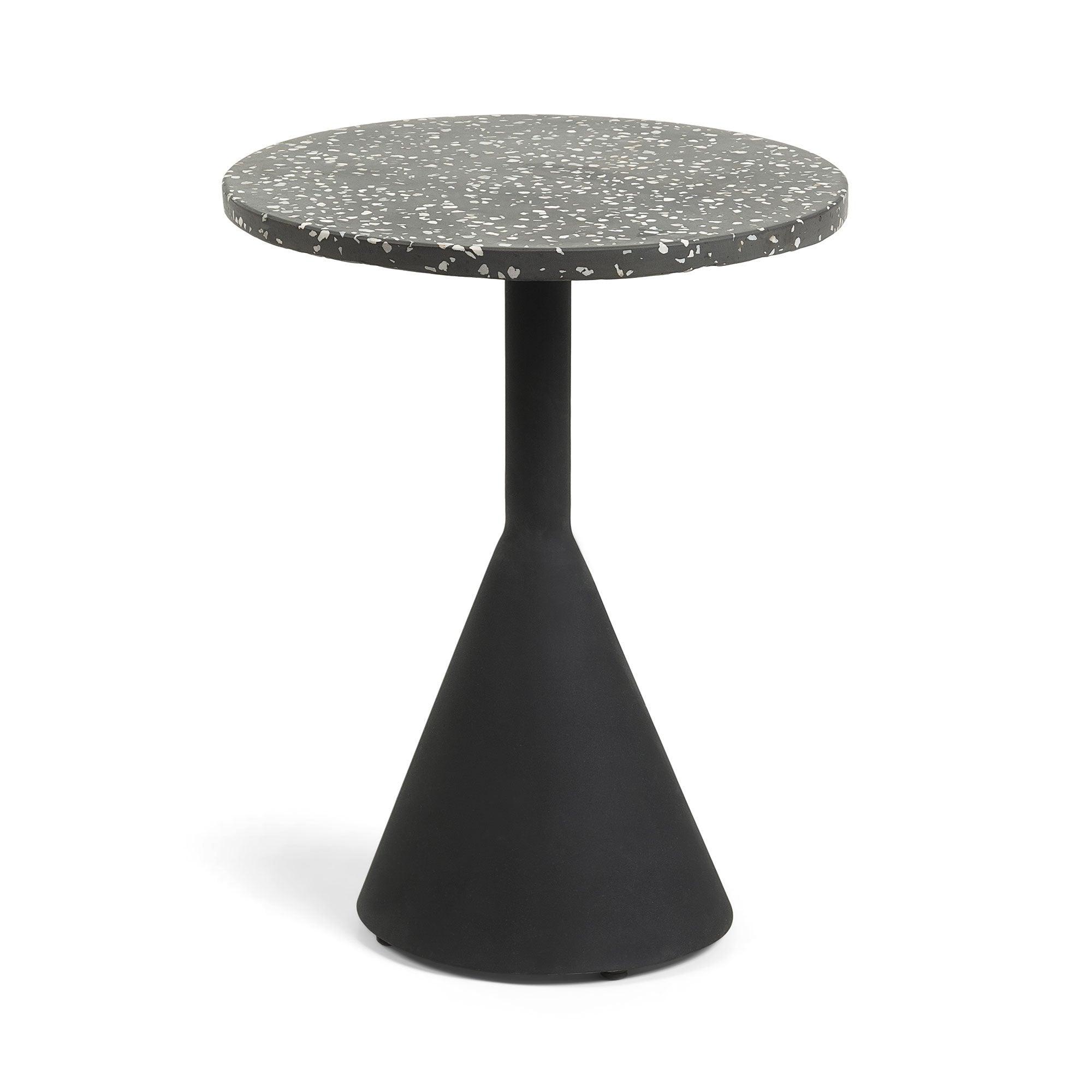 Melano High Terrazzo Top Side Table - Black Base