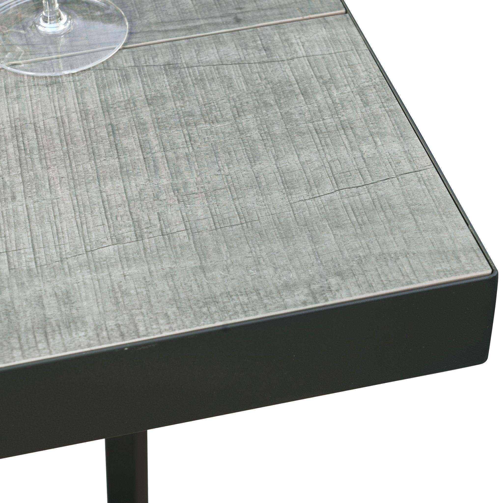 Memphis 1.4m Ceramic Wood Look Outdoor Bar Table - Charcoal