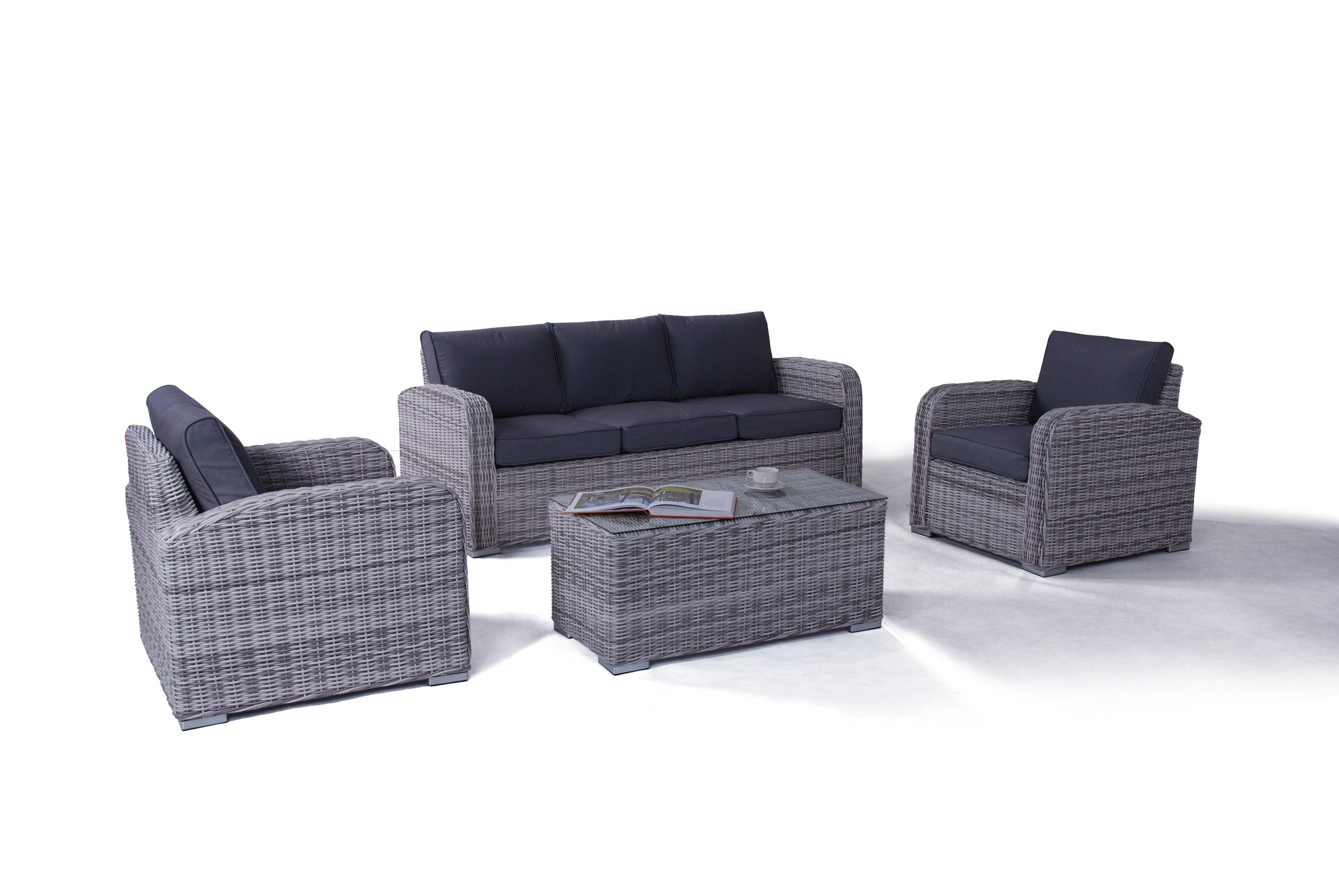 Miami 4 Piece Wicker Outdoor Lounge Set - Zen White