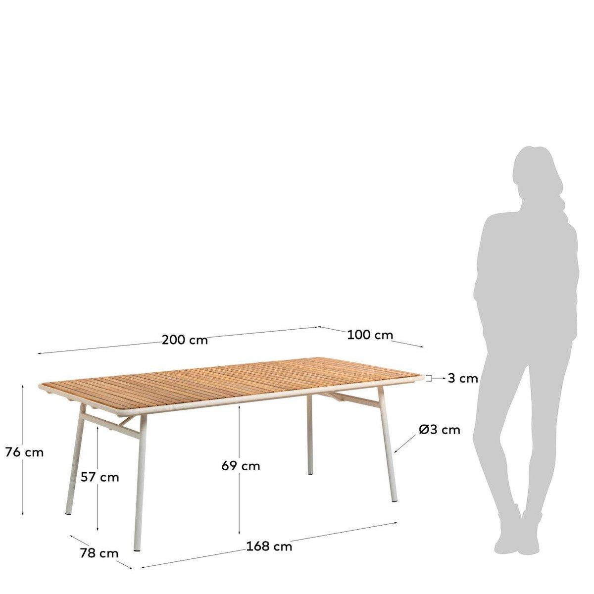 Robyn Acacia Timber Outdoor 200cm Dining Table - White