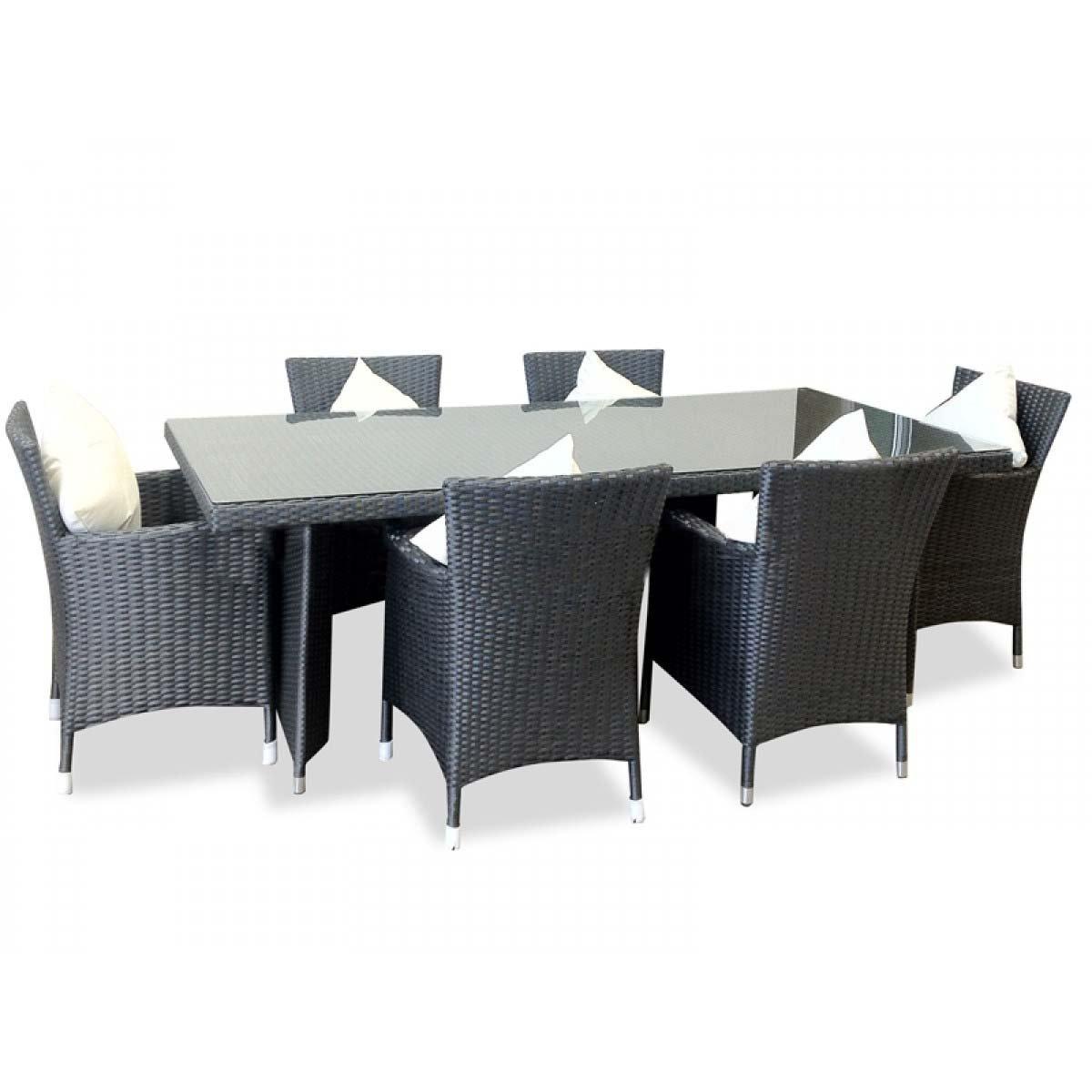 Hawaii Outdoor Dining Set - Rattan Wicker - Charcoal