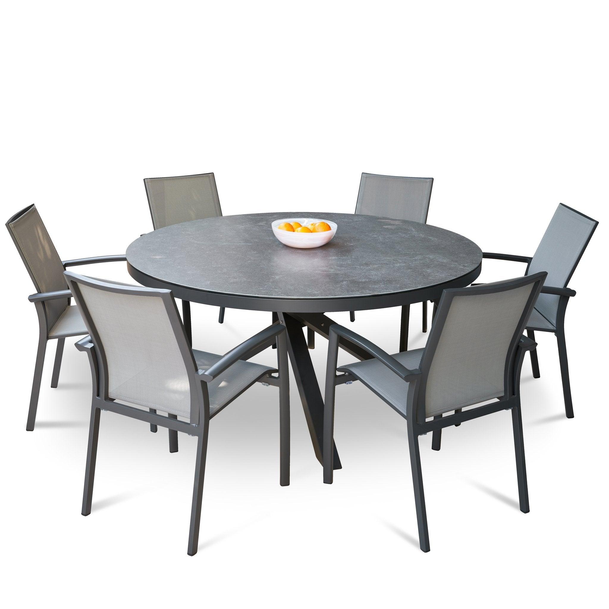 Apollo 150cm Round Ceramic Outdoor Dining Table - Charcoal