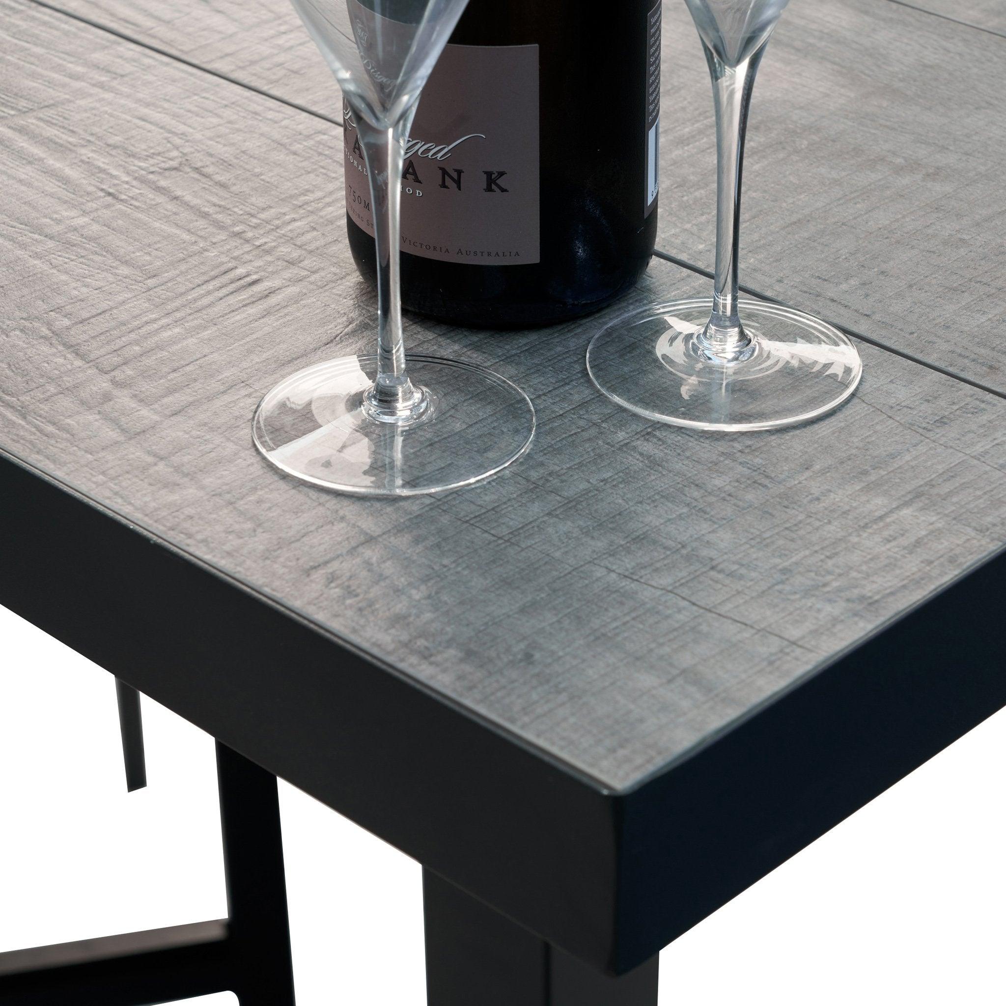 Memphis 1.4m Ceramic Wood Look Outdoor Bar Table - Charcoal