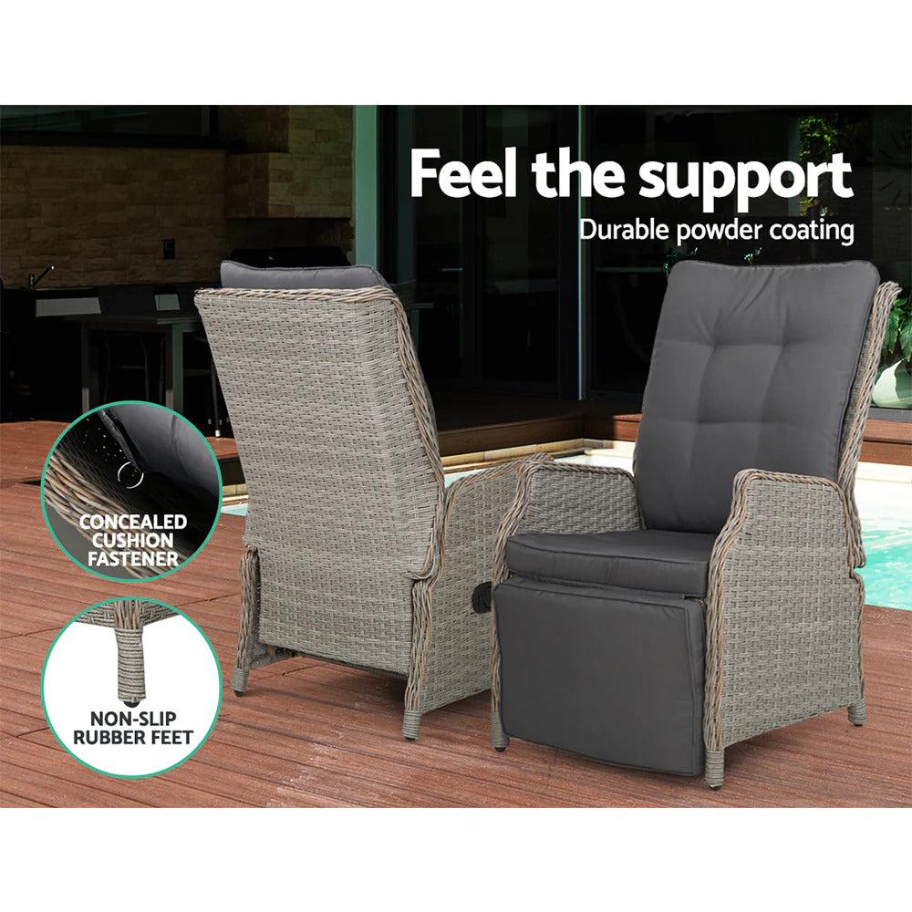 Dreobe Sun Lounge Setting Recliner Chair - Grey