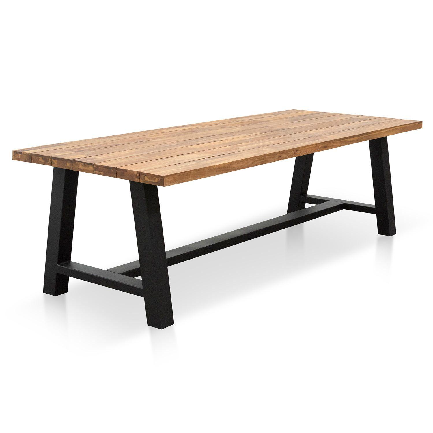 Ellis 2.5m Outdoor Dining Table - Natural Top and Black Base