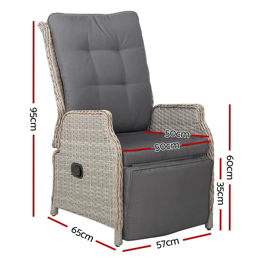 Dreobe Sun Lounge Setting Recliner Chair - Grey