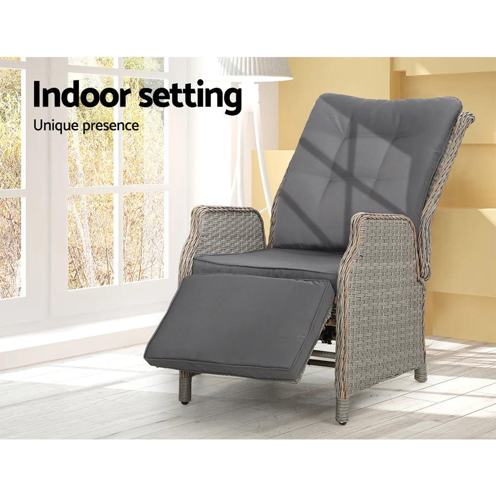 Dreobe Sun Lounge Setting Recliner Chair - Grey