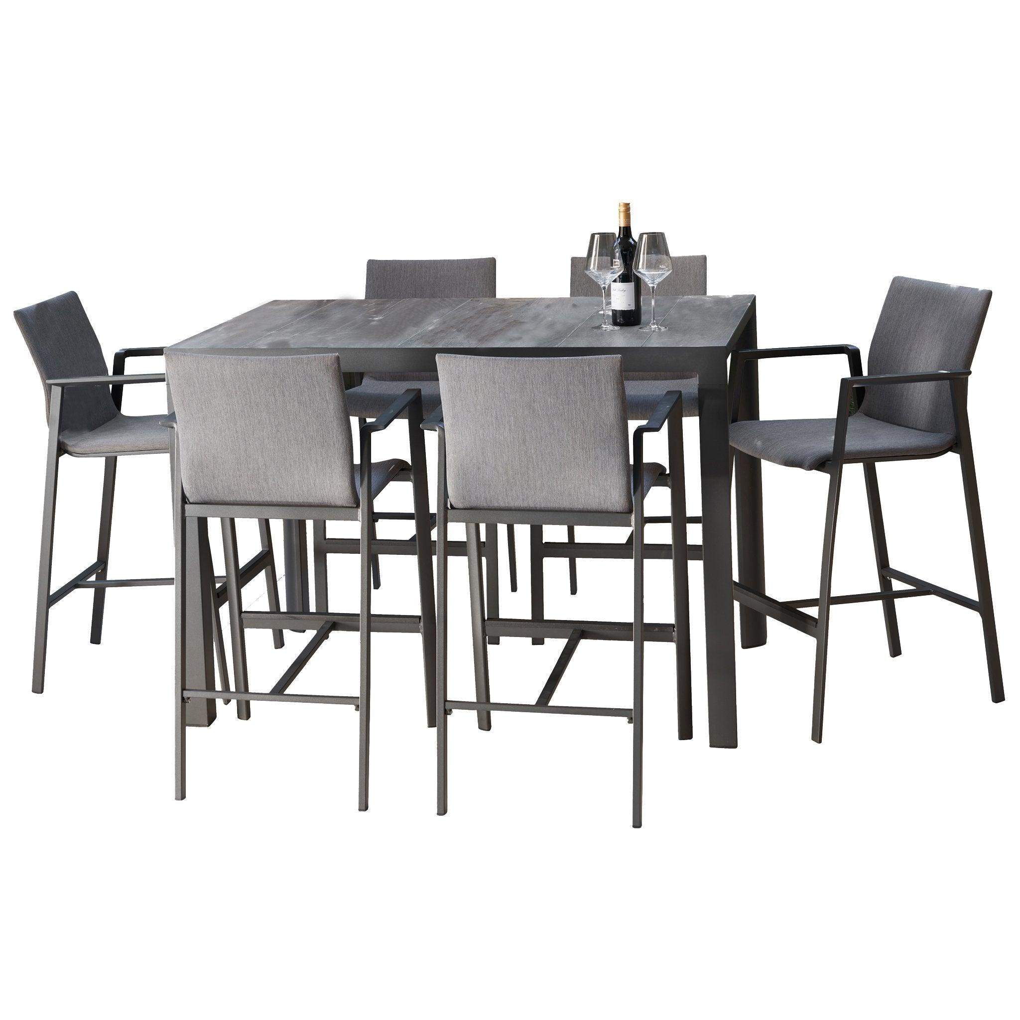 Memphis Bronte 1.4m Ceramic Outdoor Bar Dining Set - Charcoal