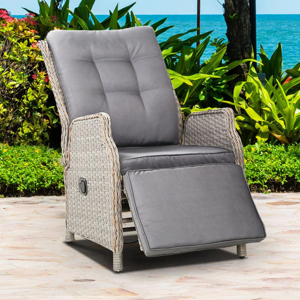 Dreobe Sun Lounge Setting Recliner Chair - Grey