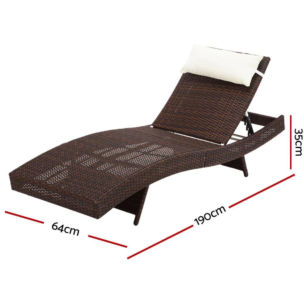 Dreobe Outdoor Wicker Sun Lounge - Brown