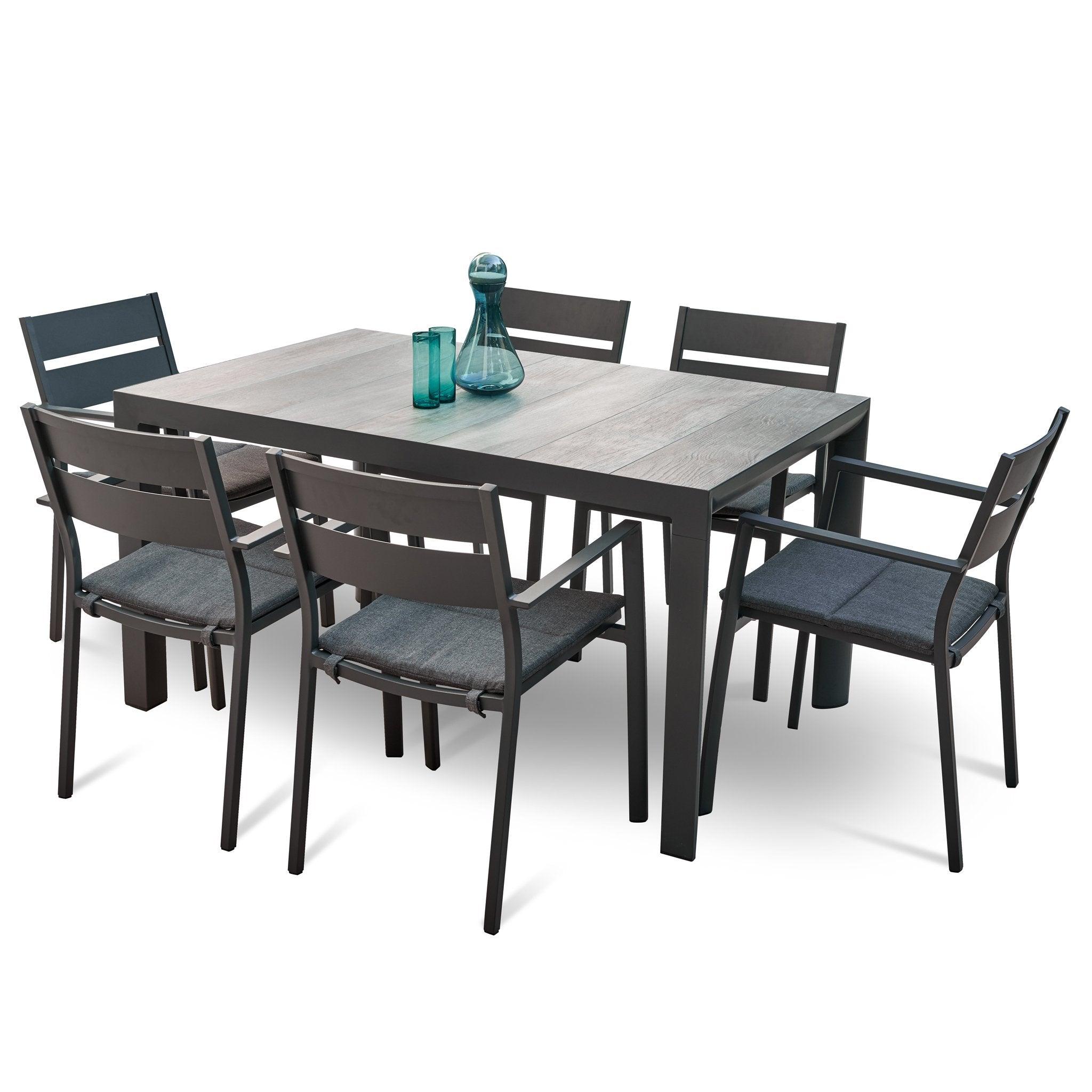 Memphis Carolina 1.4m Ceramic Outdoor Dining Set - Charcoal