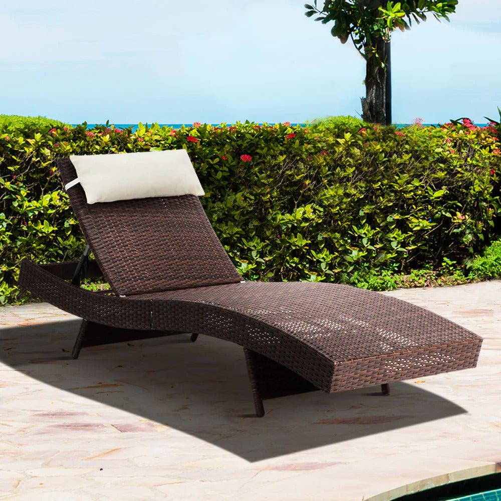 Dreobe Outdoor Wicker Sun Lounge - Brown