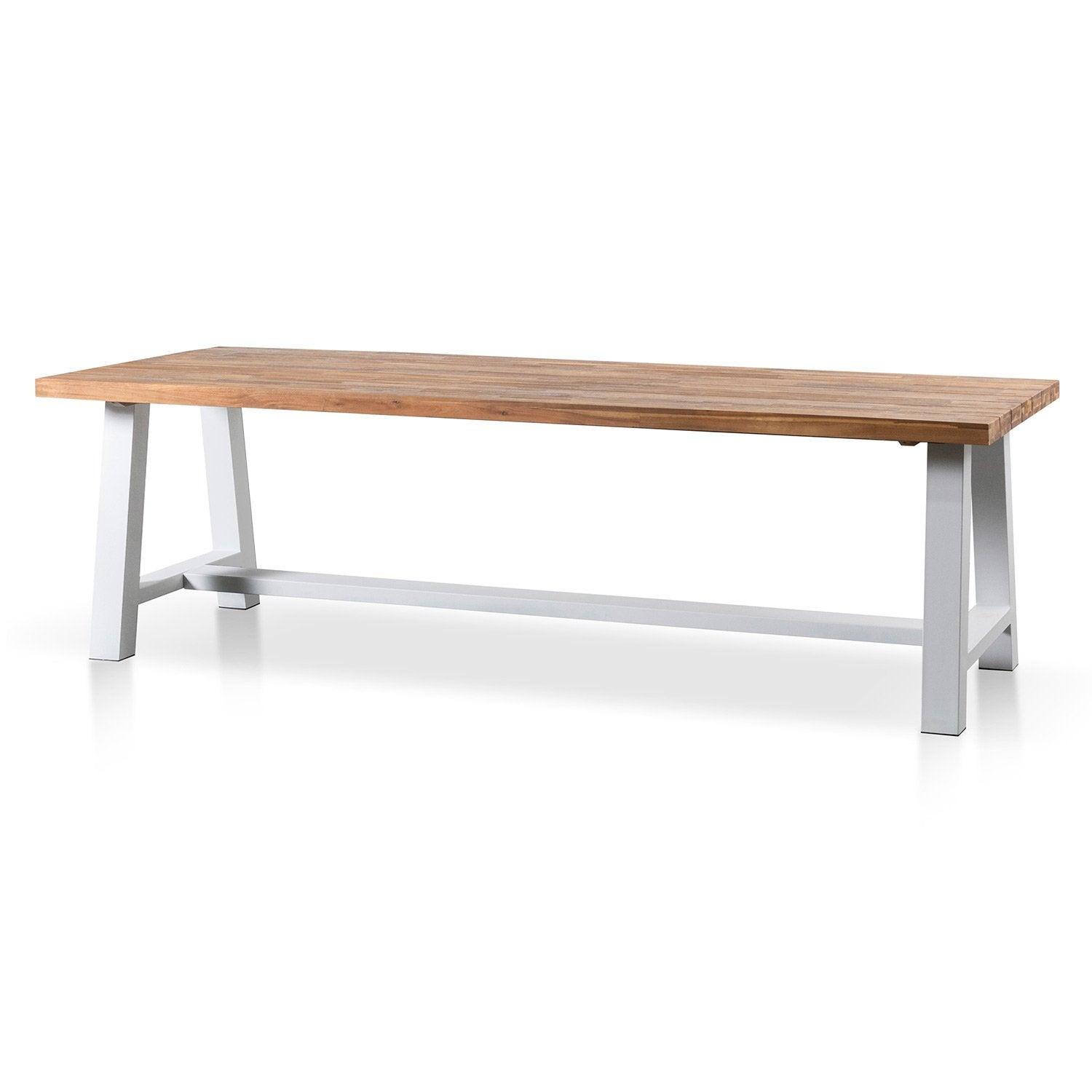 Ellis 2.5m Outdoor Dining Table - Natural Top and White Base